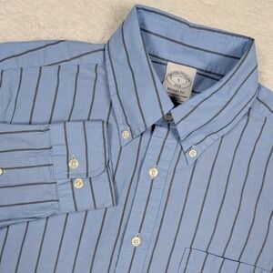Brooks Brothers Shirt Mens Small Regent Fit Blue Striped Long Sleeve Button Down